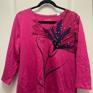 Chico's Hot Pink/ Fushia Cotton Blend Top. Chicos 2 = L / 12